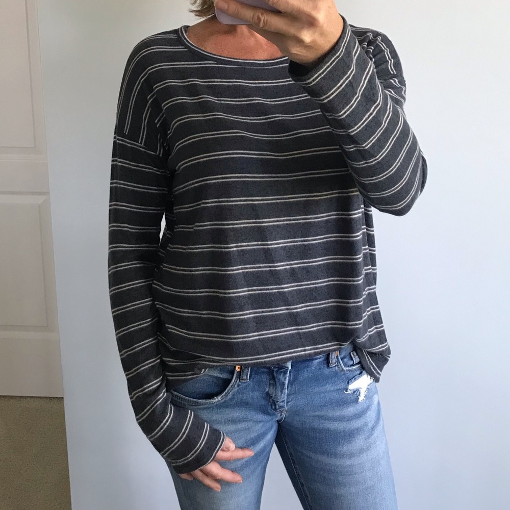 Navy & Creamy White Stripe Long Sleeve Top - Picture 3 of 7